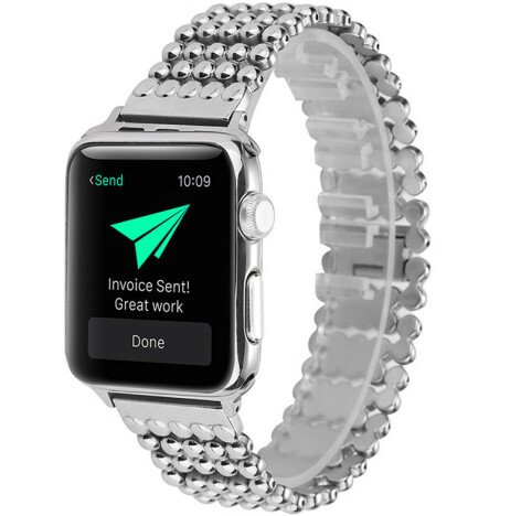 Curea iUni compatibila cu Apple Watch 1/2/3/4/5/6/7, 38mm, Luxury, Otel Inoxidabil, Silver